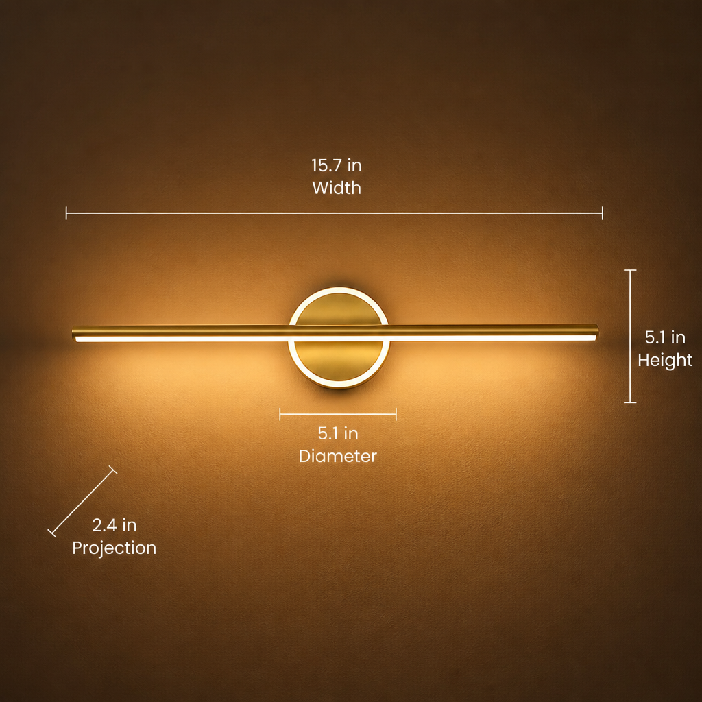 Minimalist Black & Gold LED Shadow-Free Wall Sconce
