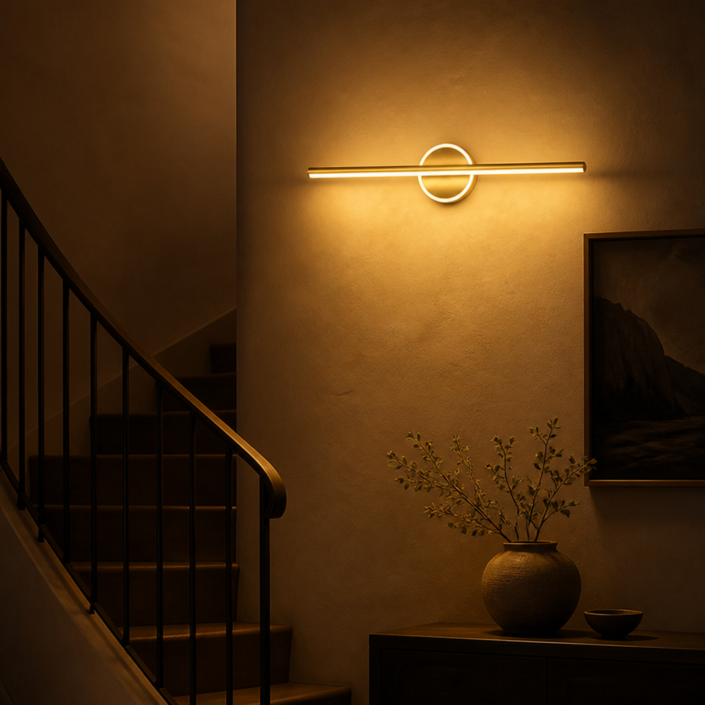Minimalist Black & Gold LED Shadow-Free Wall Sconce