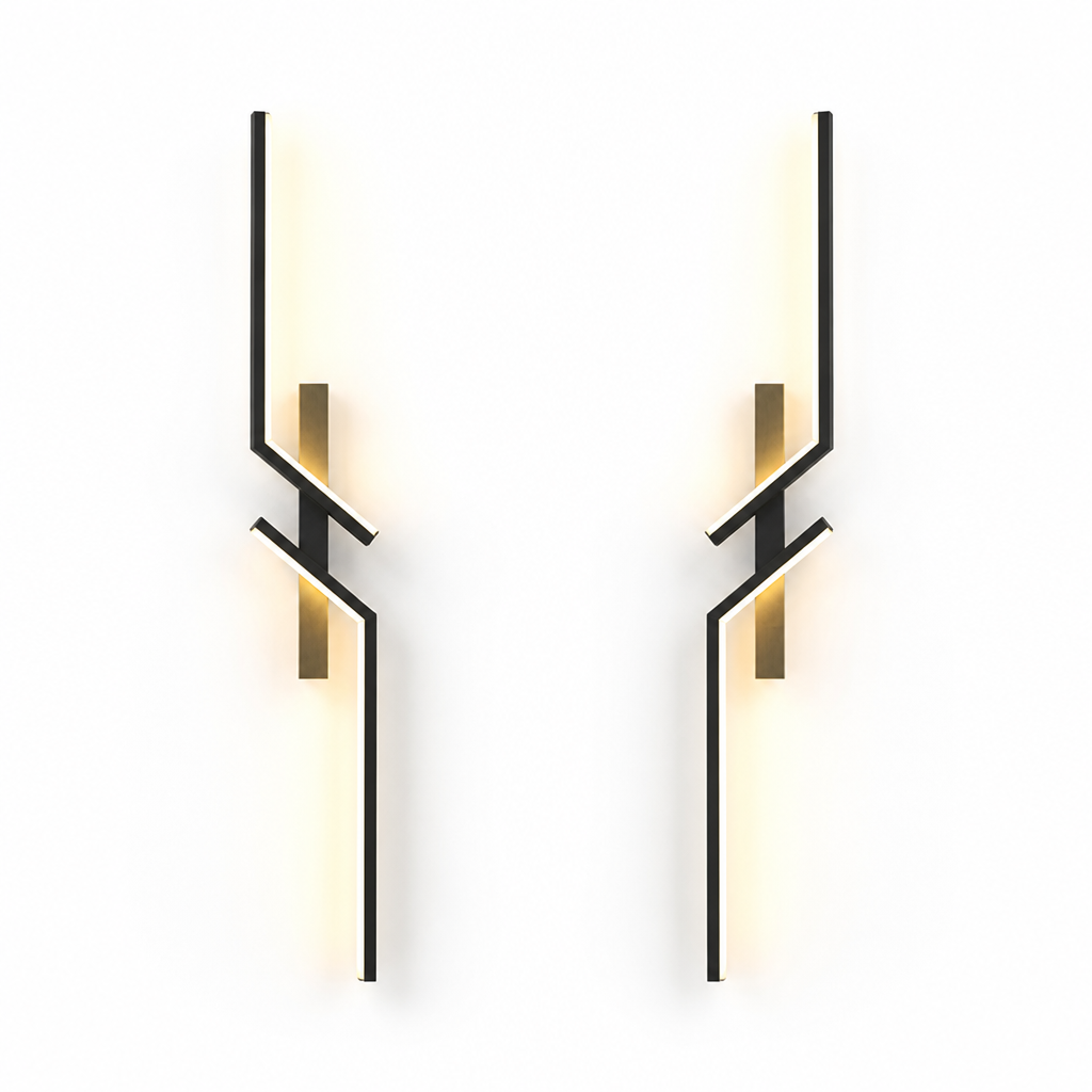 Minimalist Black & Gold LED Strip Wall Sconce