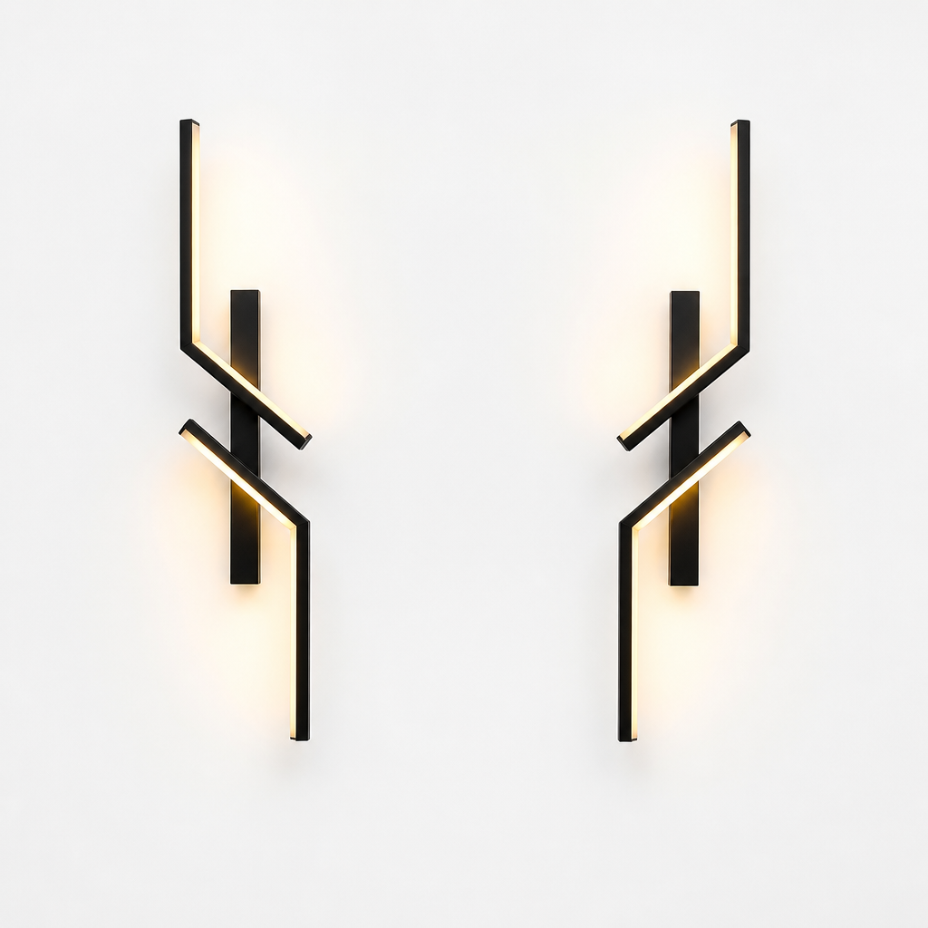 Minimalist Black & Gold LED Strip Wall Sconce