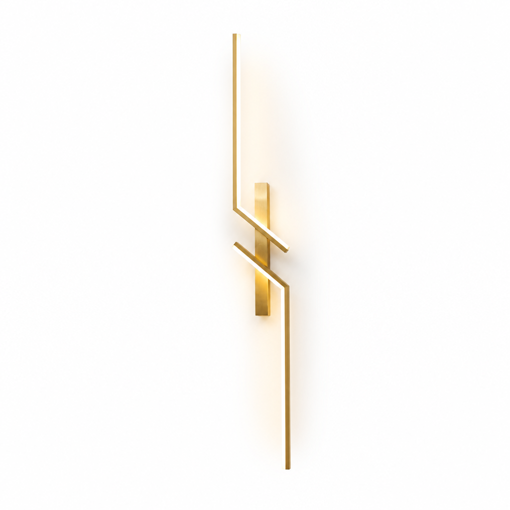 Minimalist Black & Gold LED Strip Wall Sconce