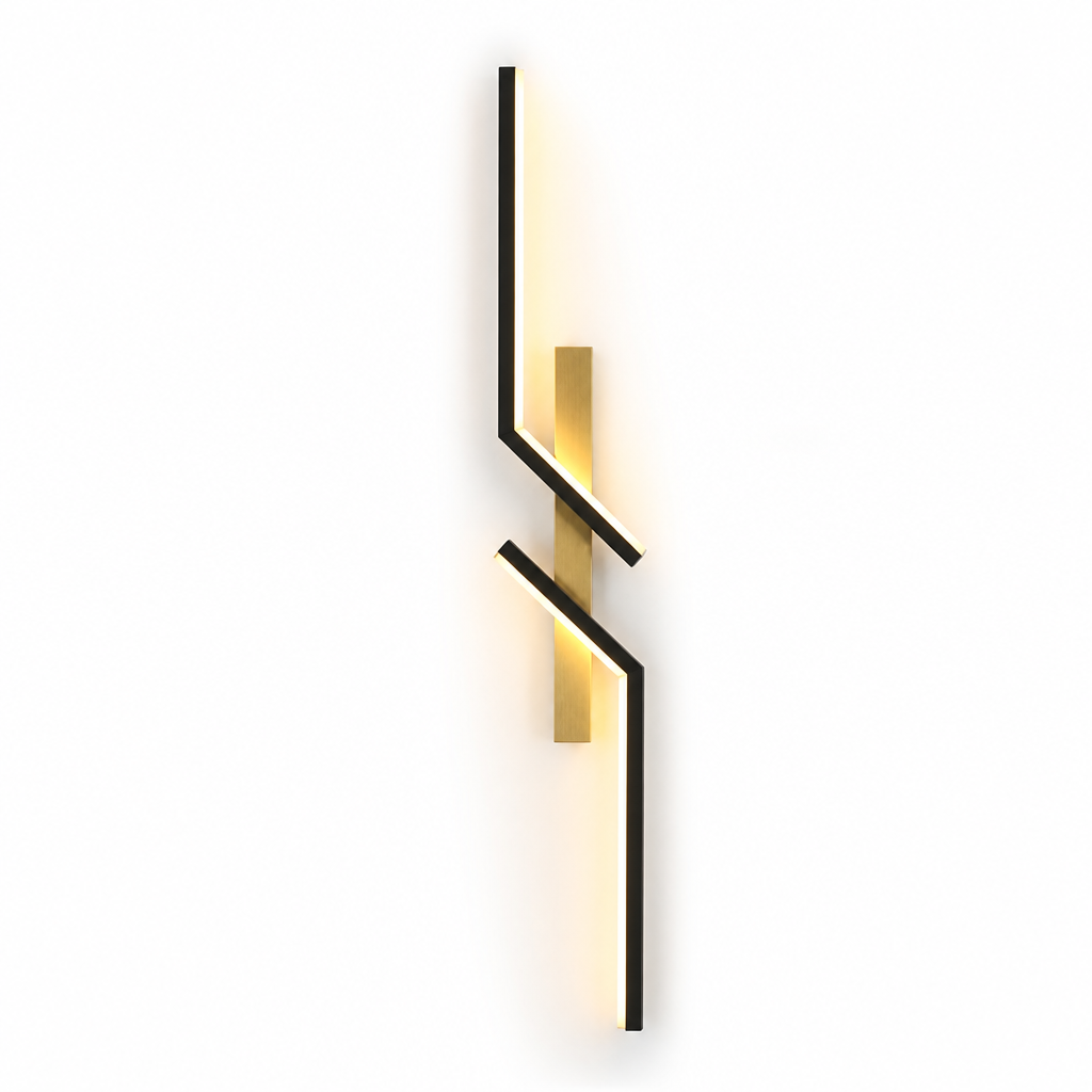 Minimalist Black & Gold LED Strip Wall Sconce