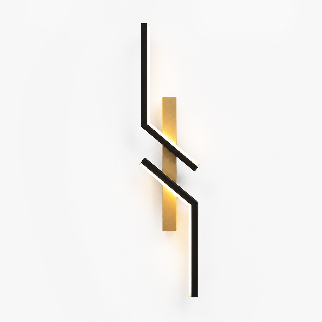 Minimalist Black & Gold LED Strip Wall Sconce