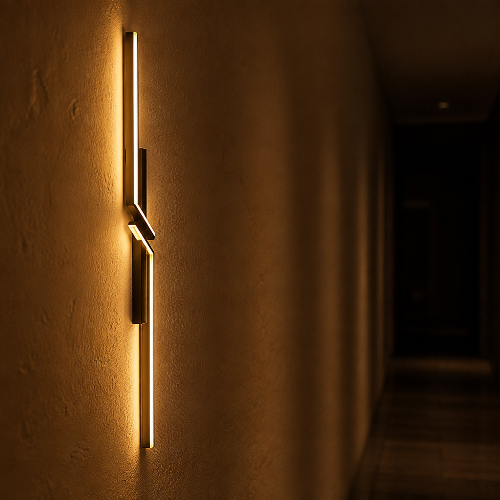 Minimalist Black & Gold LED Strip Wall Sconce
