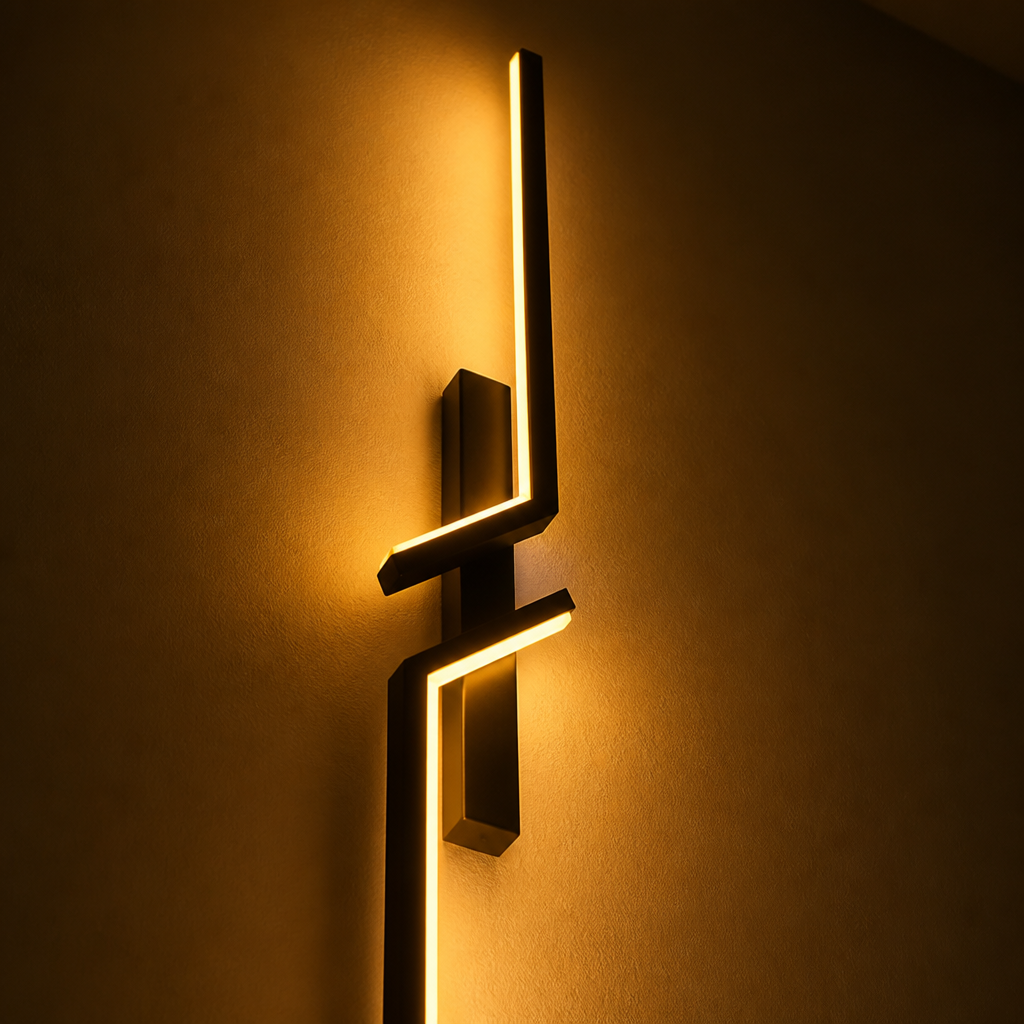 Minimalist Black & Gold LED Strip Wall Sconce