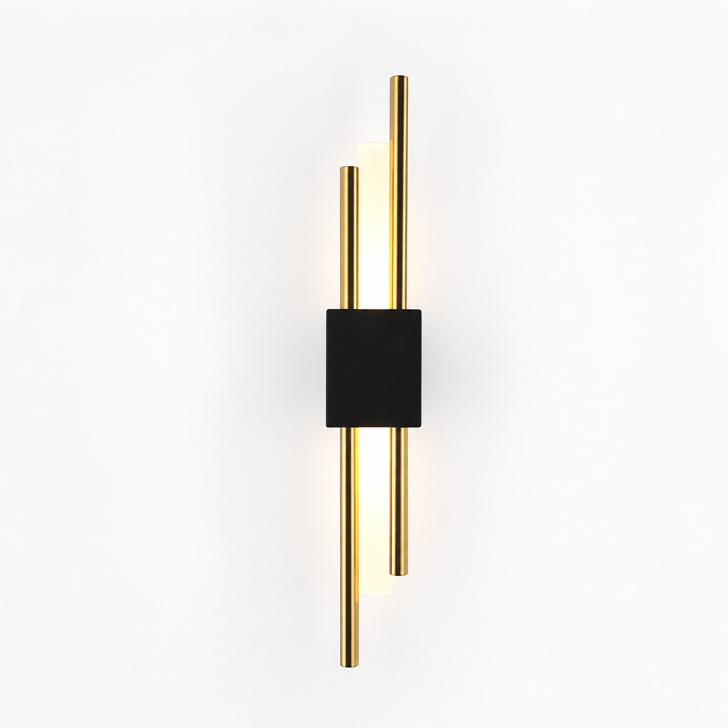 Minimalist Black-Gold LED Wall Sconce