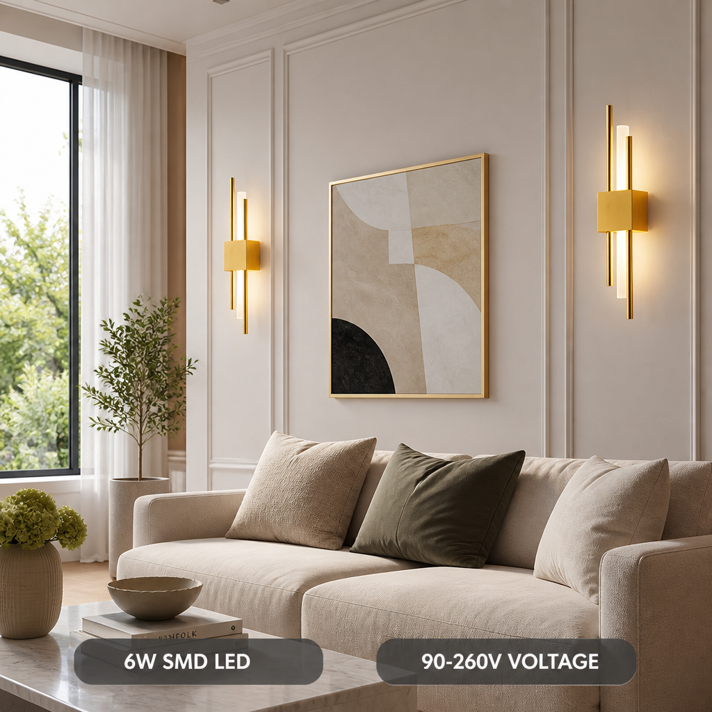 Minimalist Black-Gold LED Wall Sconce