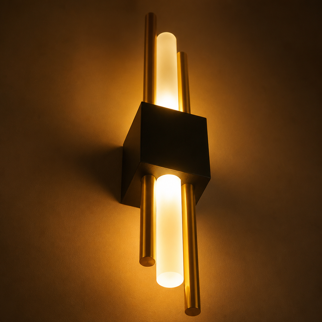 Minimalist Black-Gold LED Wall Sconce