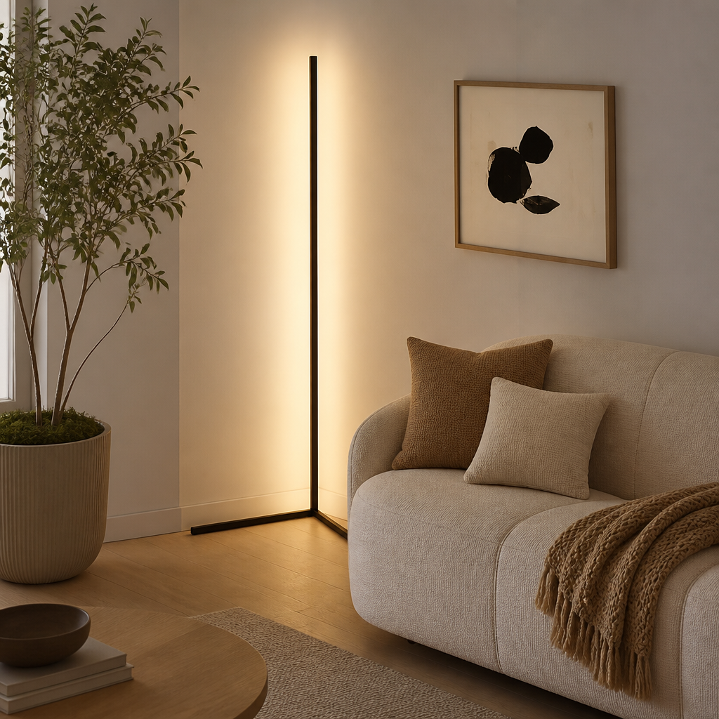 Minimalist Black LED Color-Changing Floor Lamp