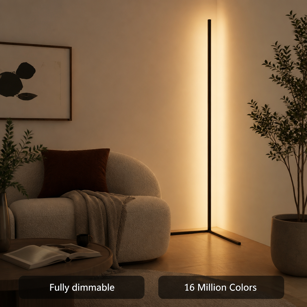Minimalist Black LED Color-Changing Floor Lamp