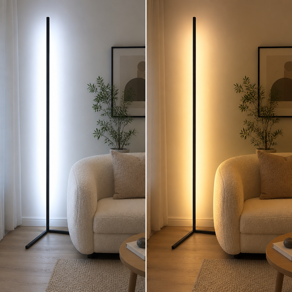 Minimalist Black LED Color-Changing Floor Lamp