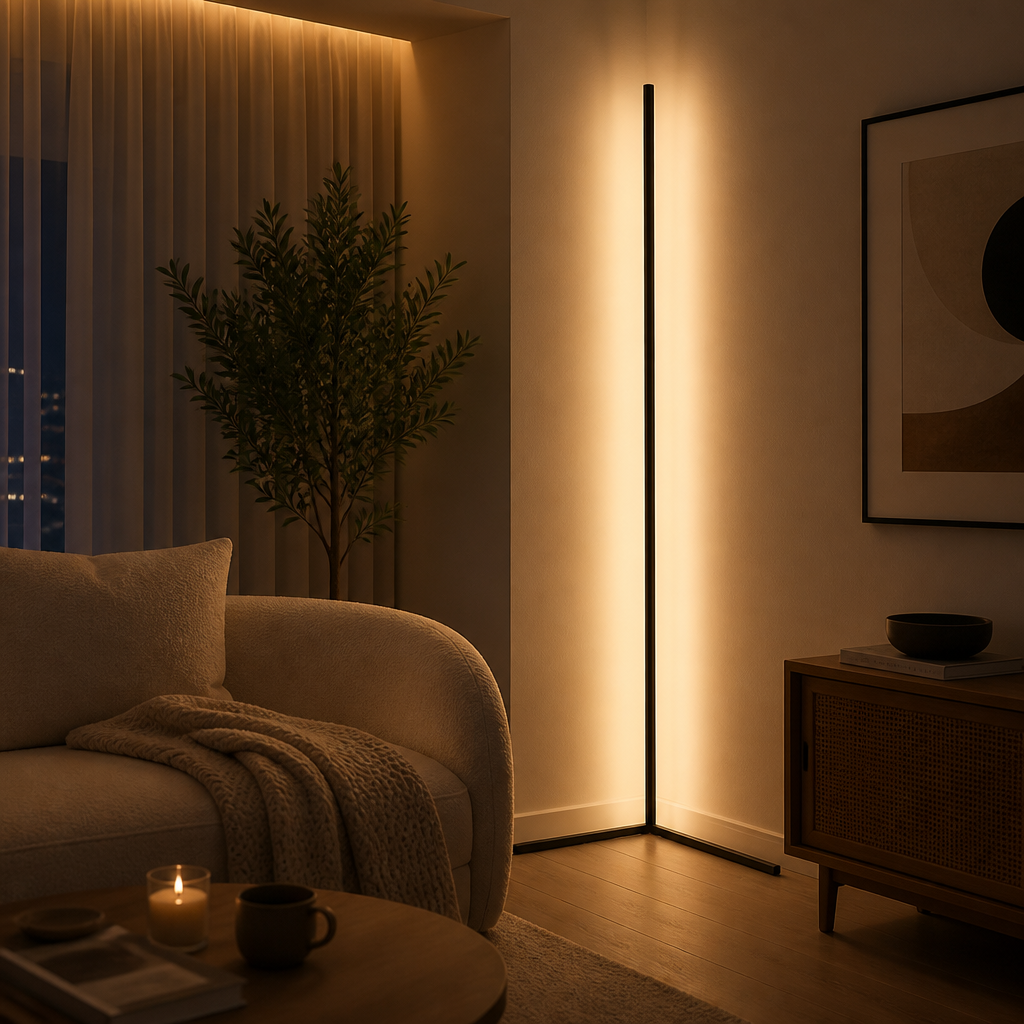 Minimalist Black LED Color-Changing Floor Lamp