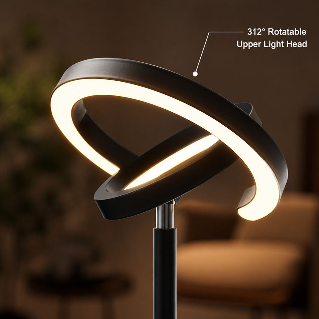 Minimalist Black LED Dual-Head Floor Lamp