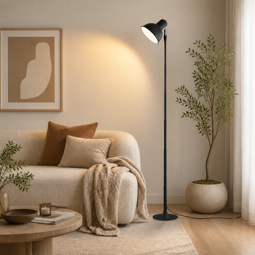 Minimalist Black Metal LED Adjustable Floor Lamp