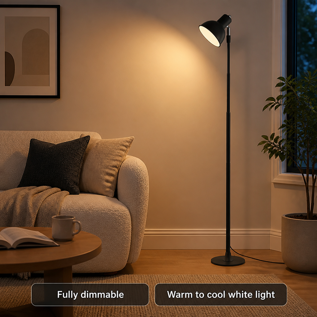 Minimalist Black Metal LED Adjustable Floor Lamp