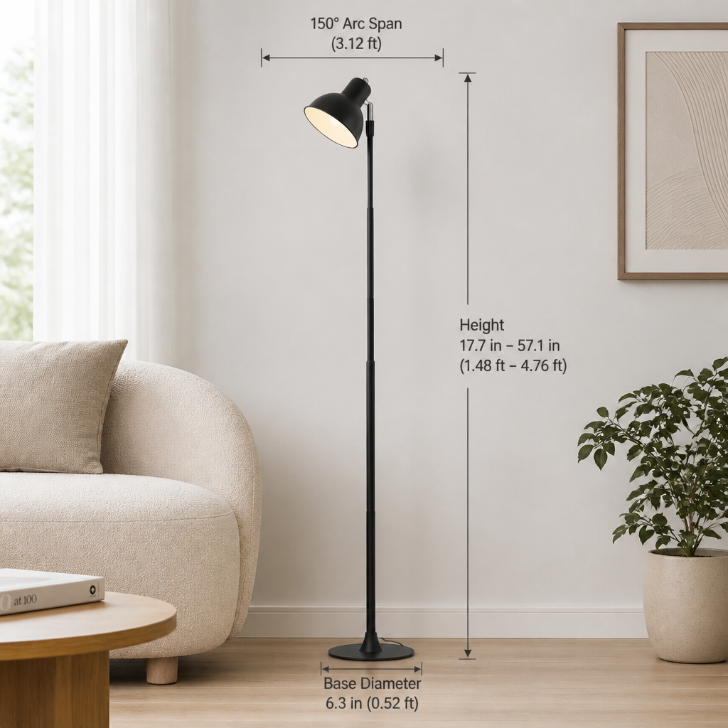 Minimalist Black Metal LED Adjustable Floor Lamp