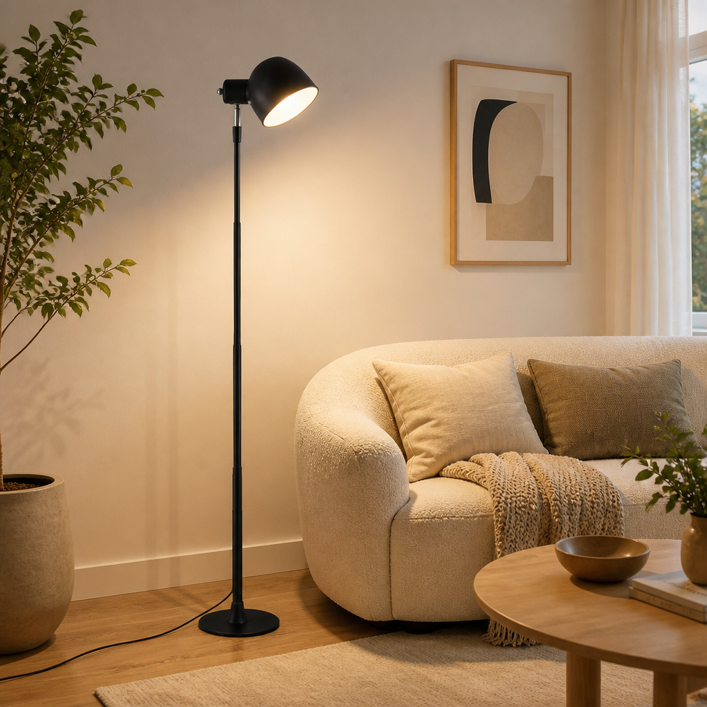 Minimalist Black Metal LED Adjustable Floor Lamp