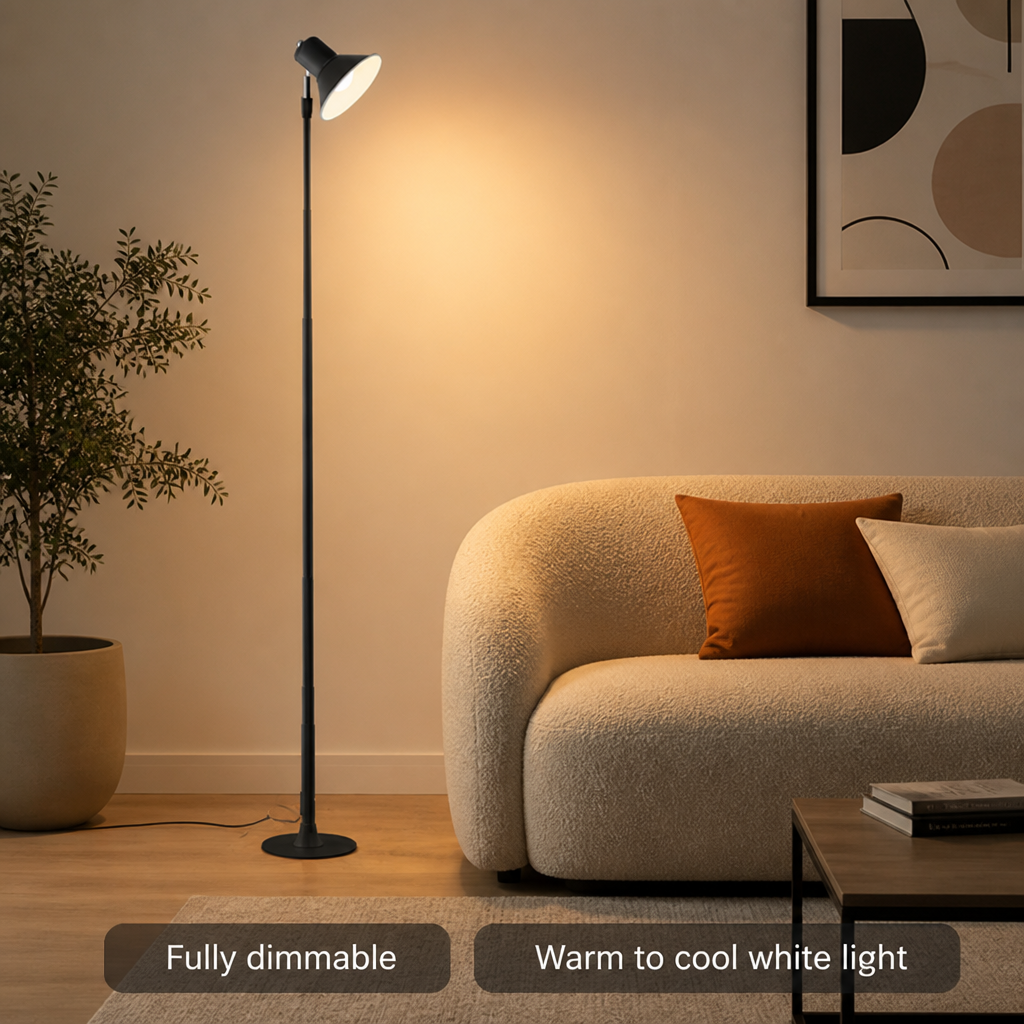 Minimalist Black Metal LED Corner Floor Lamp