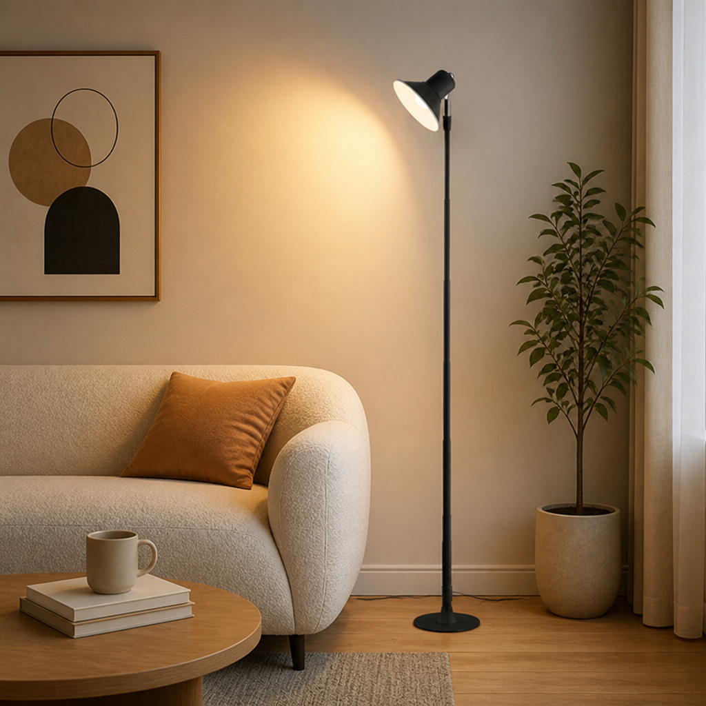 Minimalist Black Metal LED Corner Floor Lamp