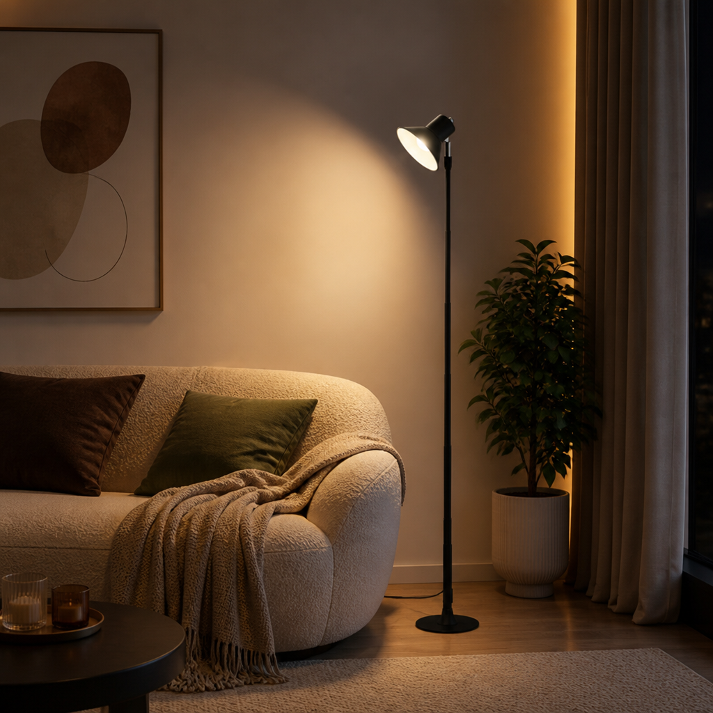 Minimalist Black Metal LED Corner Floor Lamp