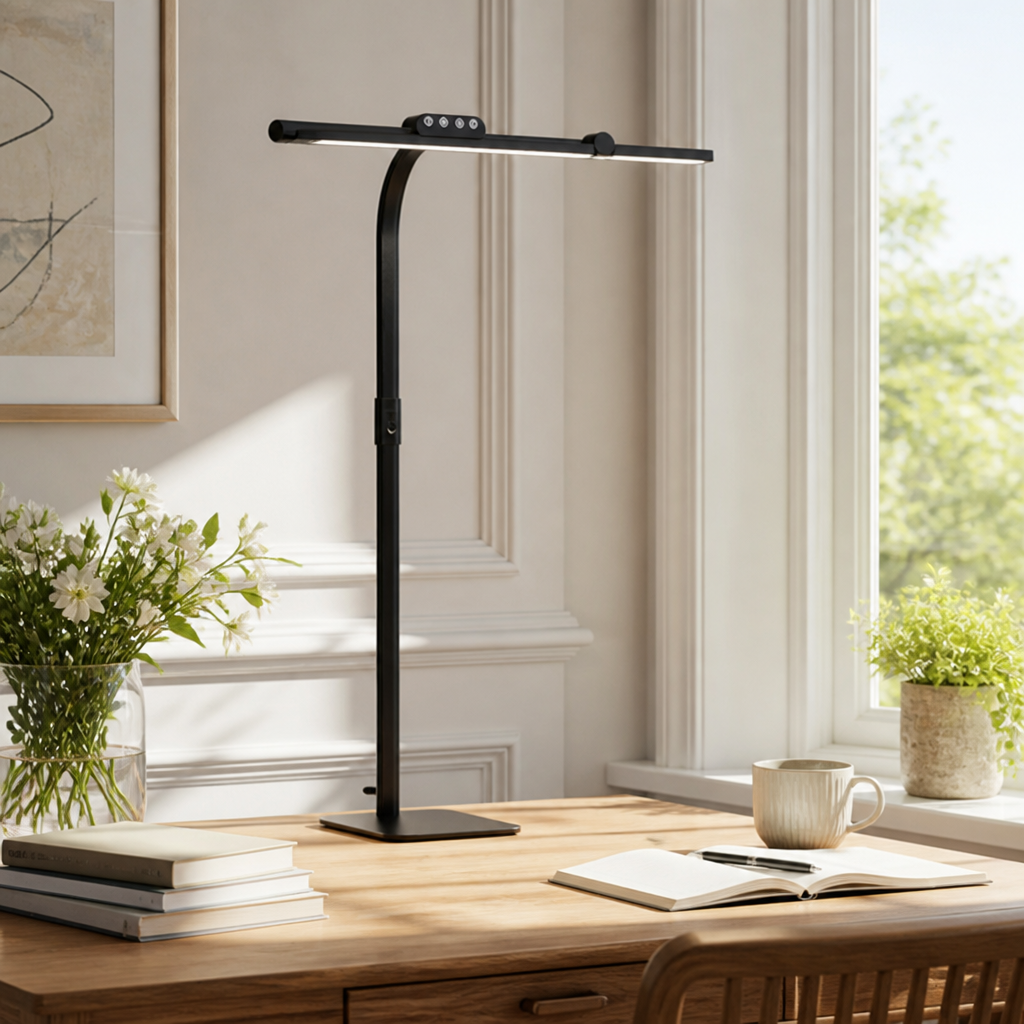 Minimalist Black Metal LED Multi-Head Desk Lamp