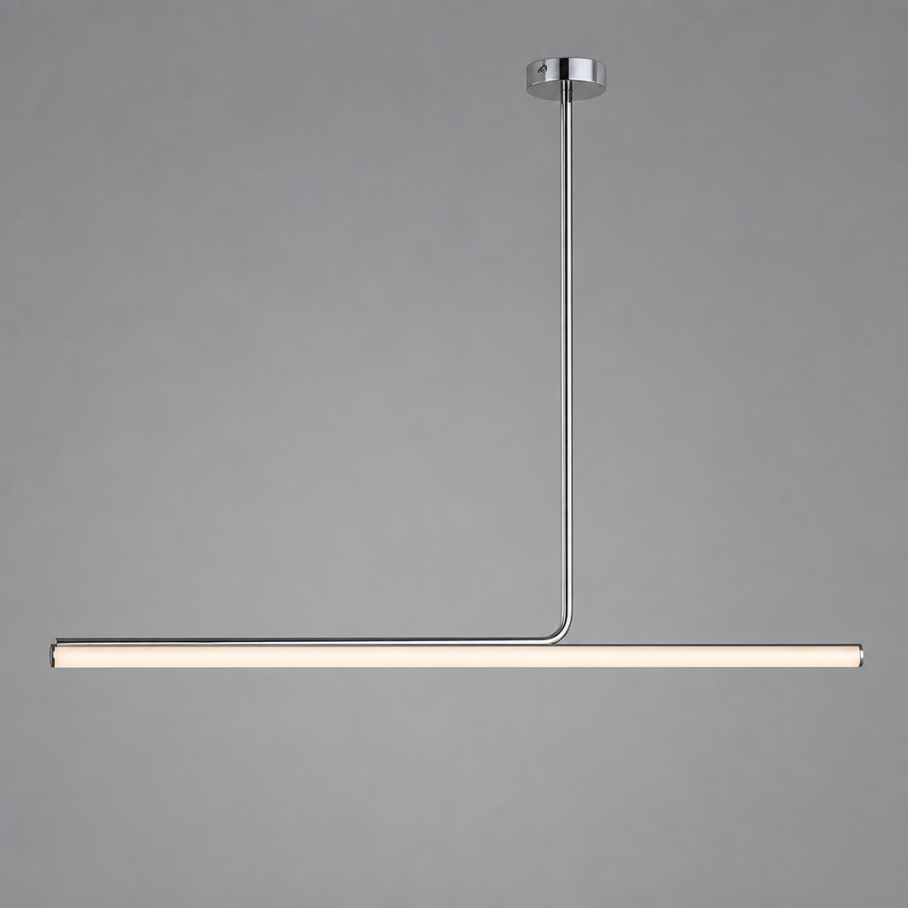 Minimalist Chrome LED Long Tube Pendant Light