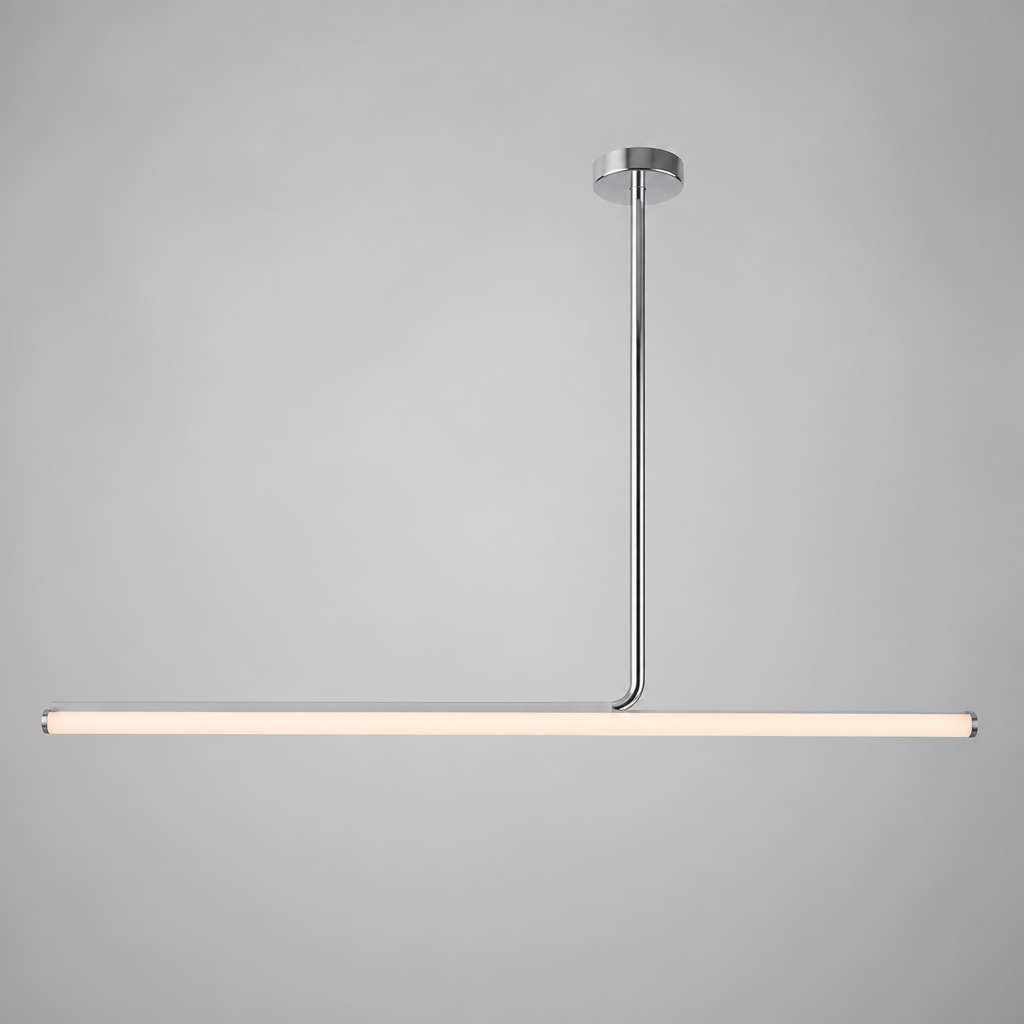 Minimalist Chrome LED Long Tube Pendant Light