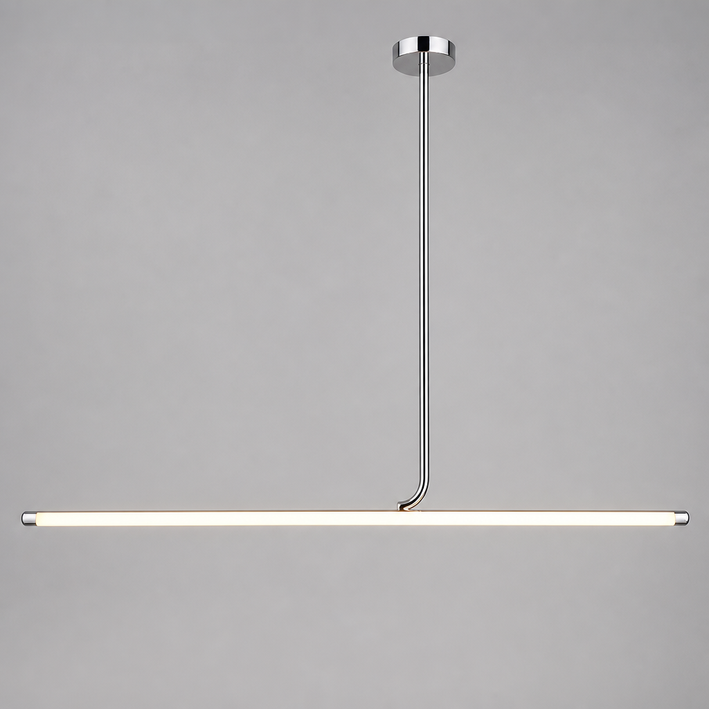 Minimalist Chrome LED Long Tube Pendant Light