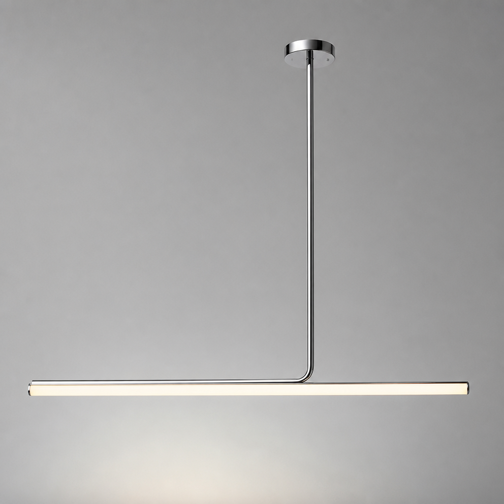 Minimalist Chrome LED Long Tube Pendant Light