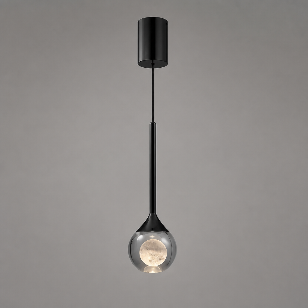 Minimalist Crystal LED Moon Pendant Light