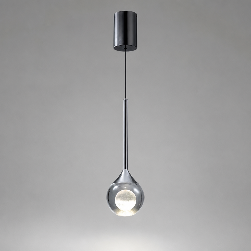 Minimalist Crystal LED Moon Pendant Light