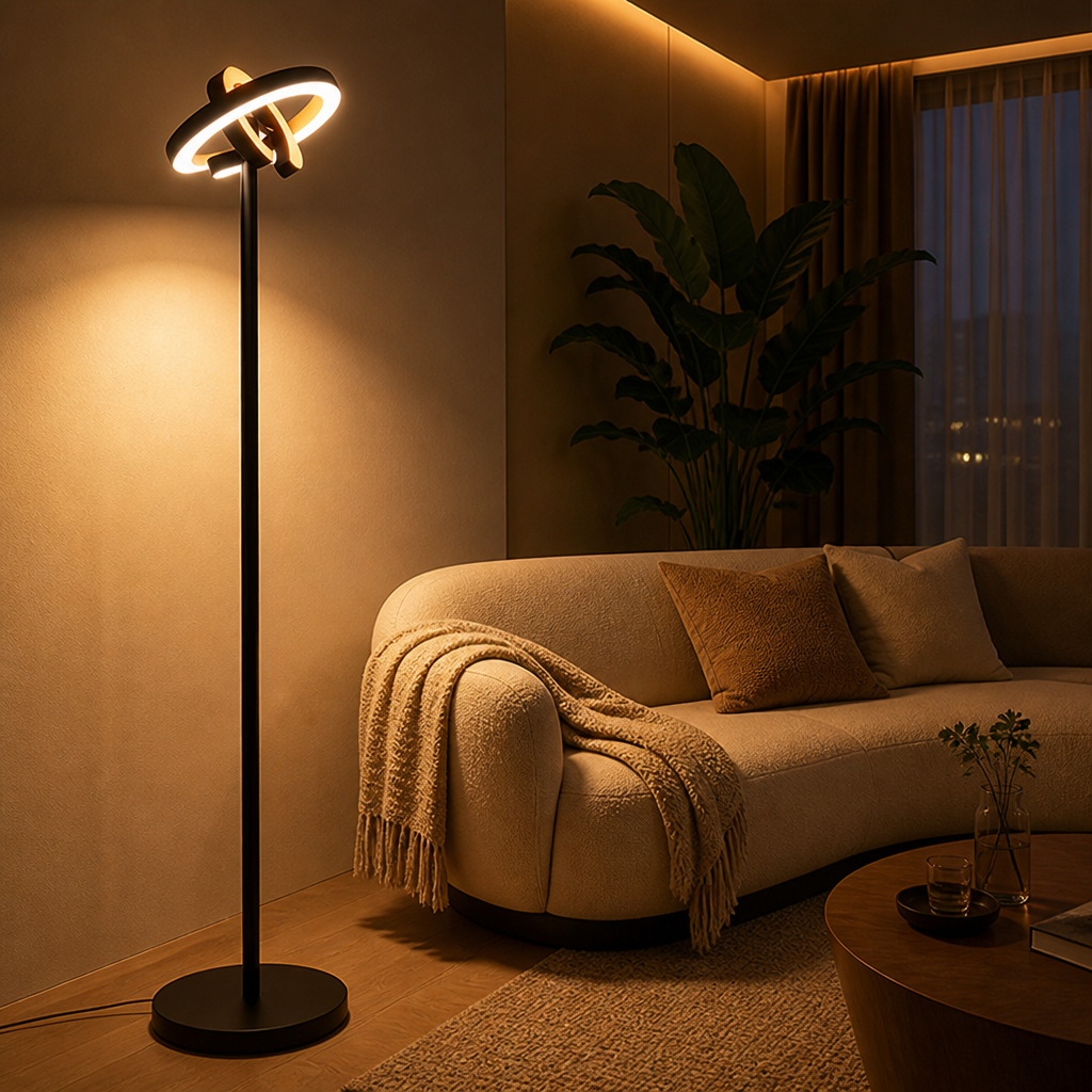 Minimalist Double-C LED Floor Lamp