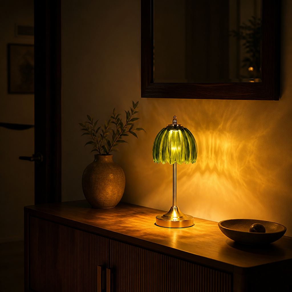 Minimalist Glazed Ceramic Mushroom Table Lamp