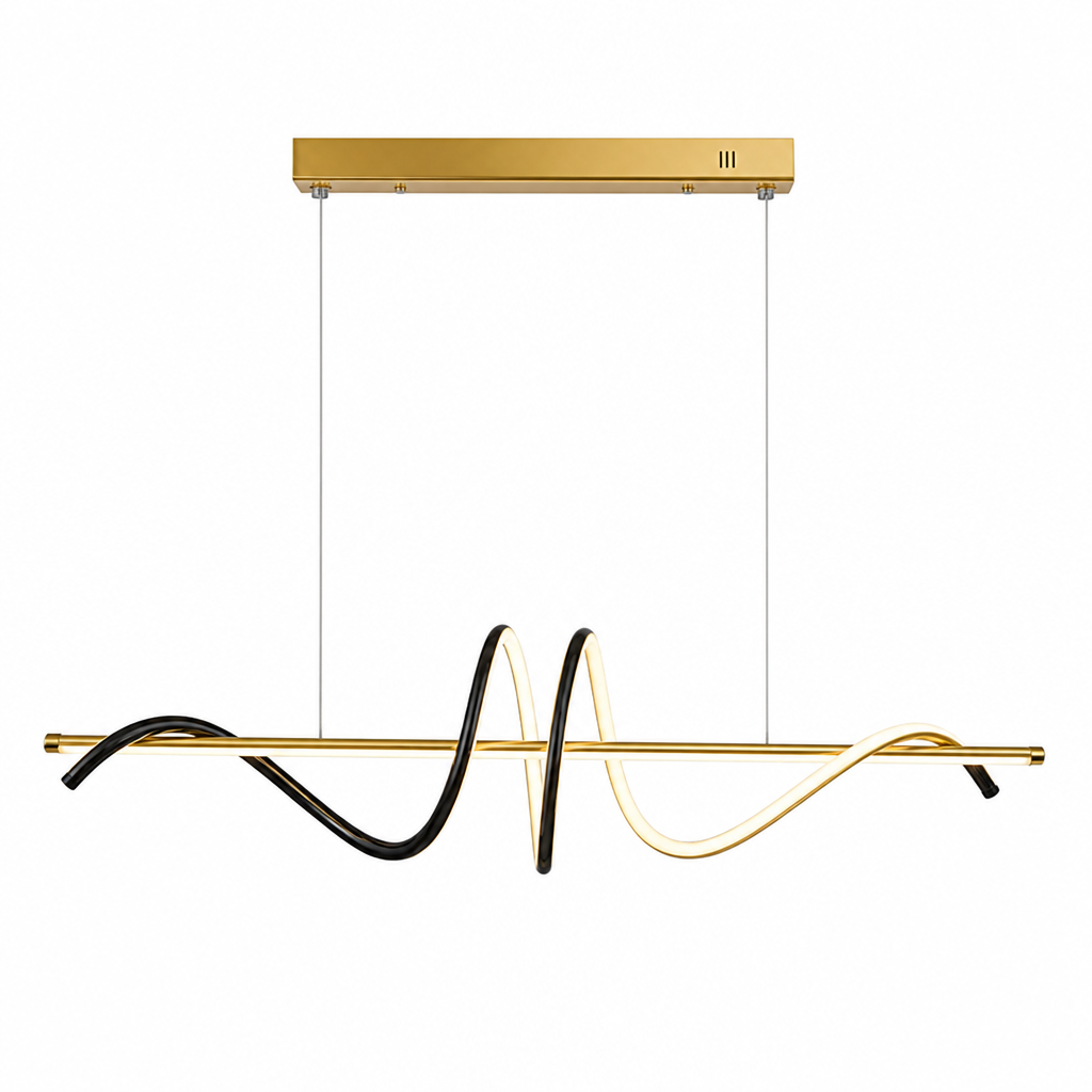 Minimalist Gold & Black LED Wave Pendant Light