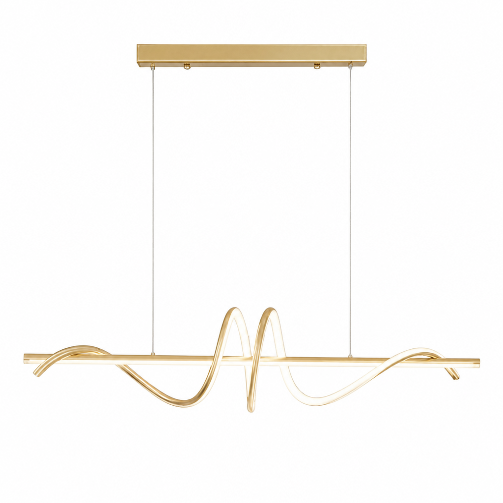 Minimalist Gold & Black LED Wave Pendant Light