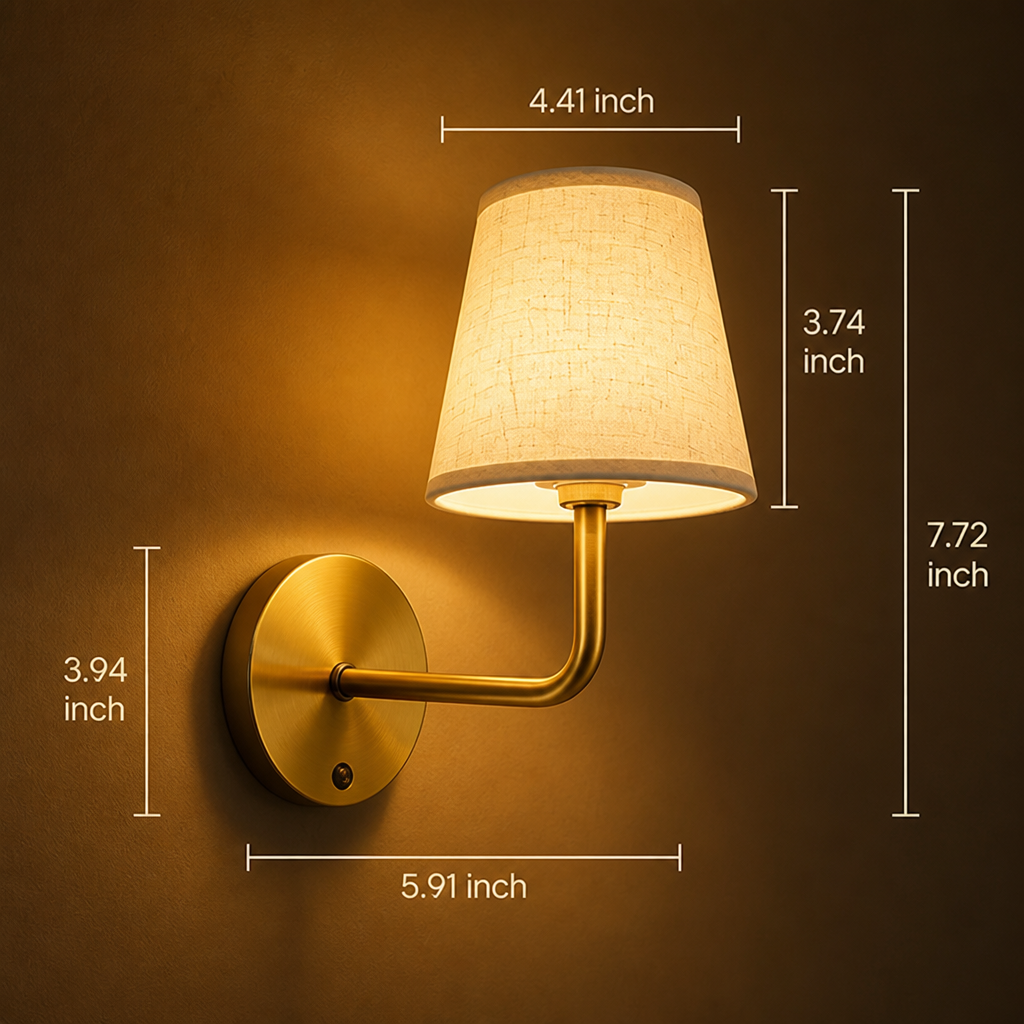 Minimalist Gold Fabric LED Suction-Mount Wall Sconce