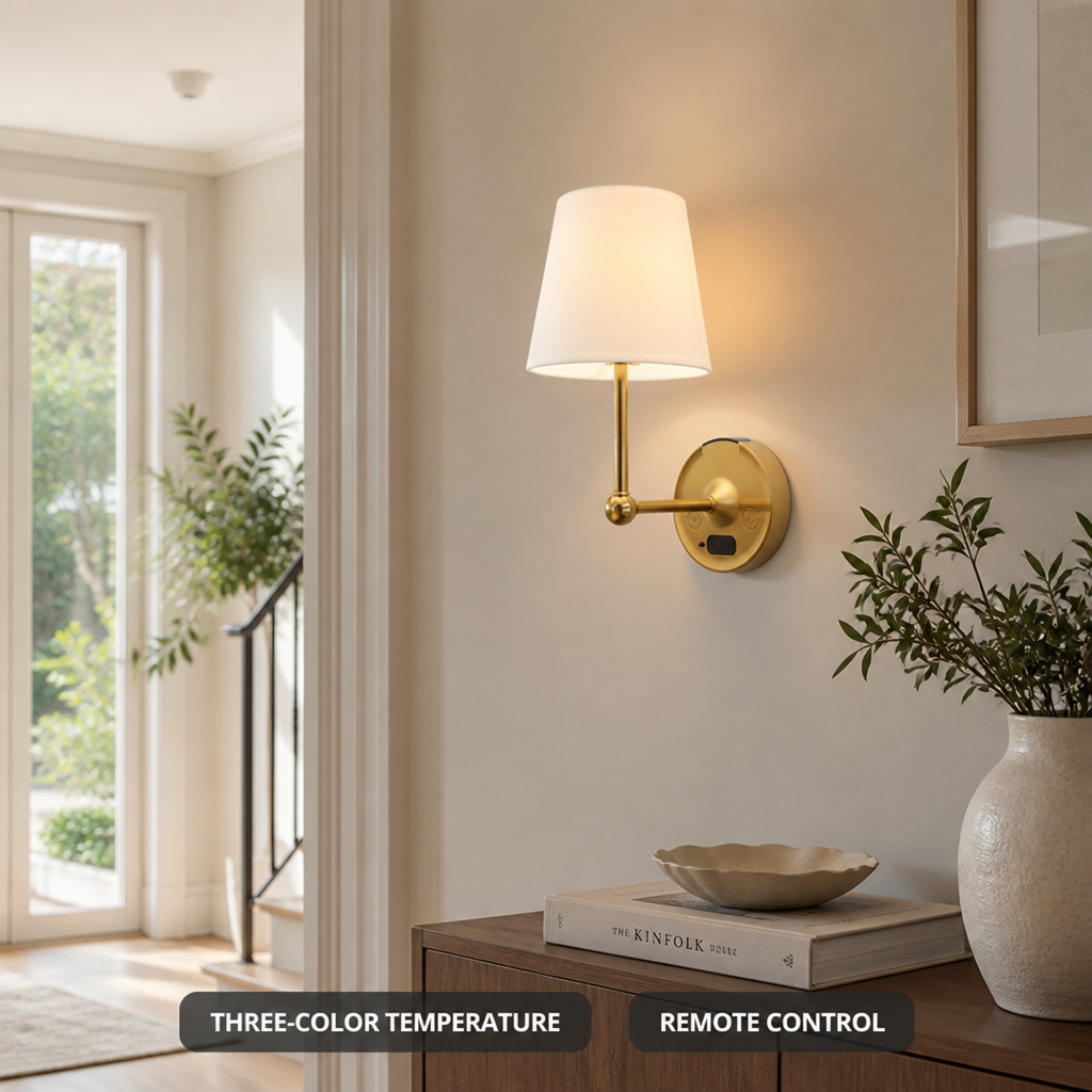 Minimalist Gold LED Wireless Wall Sconce