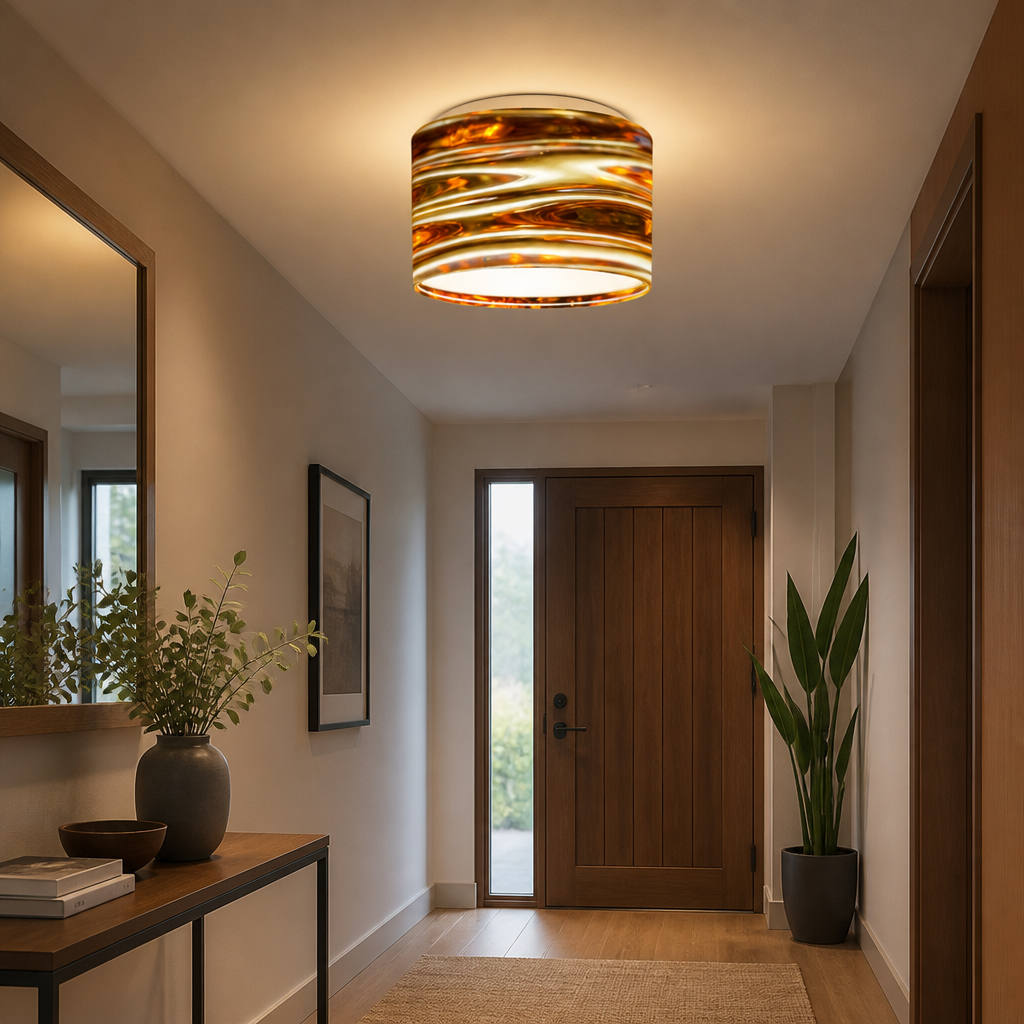 Minimalist Gold Ripple Ceiling Light