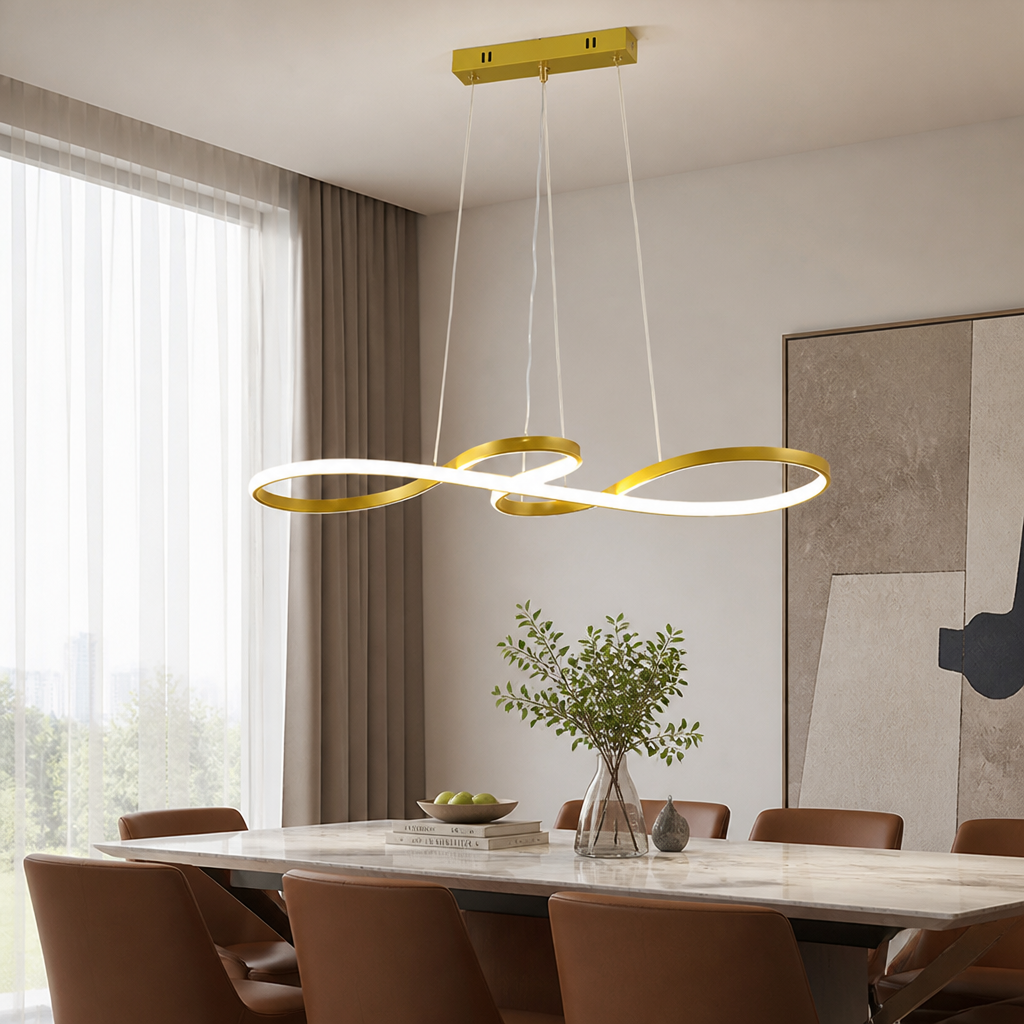 Minimalist Golden LED Musical Note Pendant Light