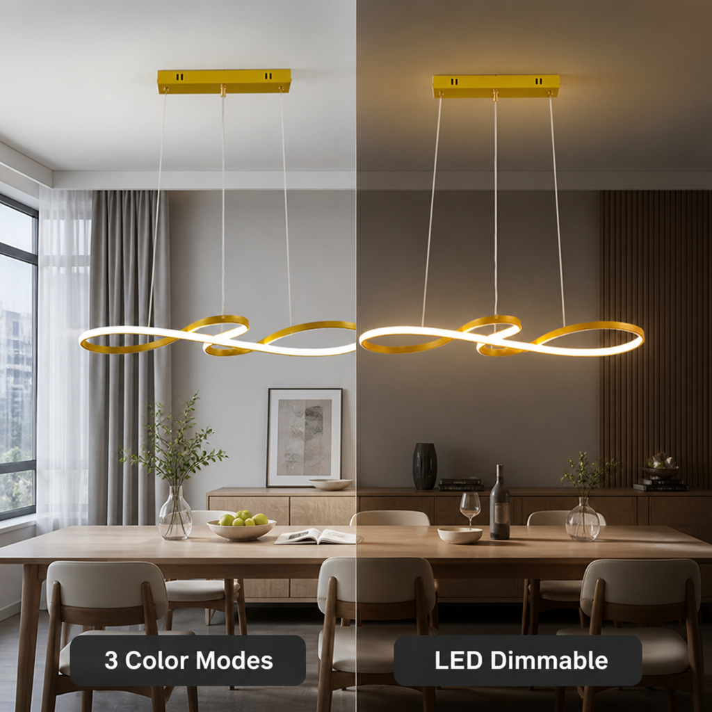 Minimalist Golden LED Musical Note Pendant Light
