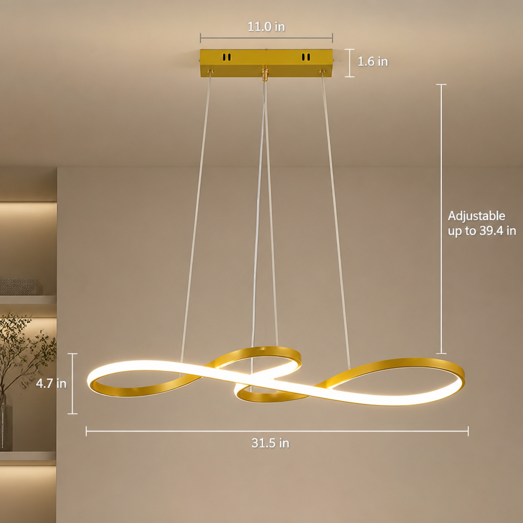 Minimalist Golden LED Musical Note Pendant Light
