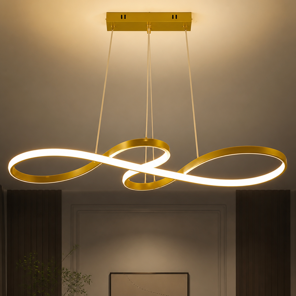 Minimalist Golden LED Musical Note Pendant Light