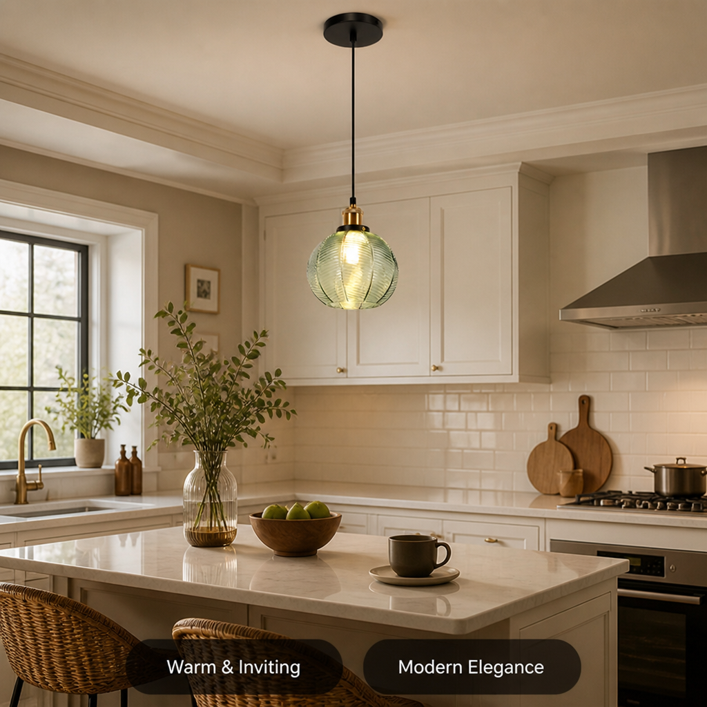 Minimalist Green Glass Detachable Shade Pendant Light