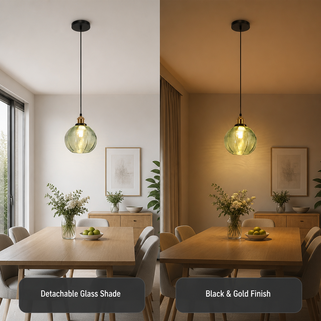 Minimalist Green Glass Detachable Shade Pendant Light
