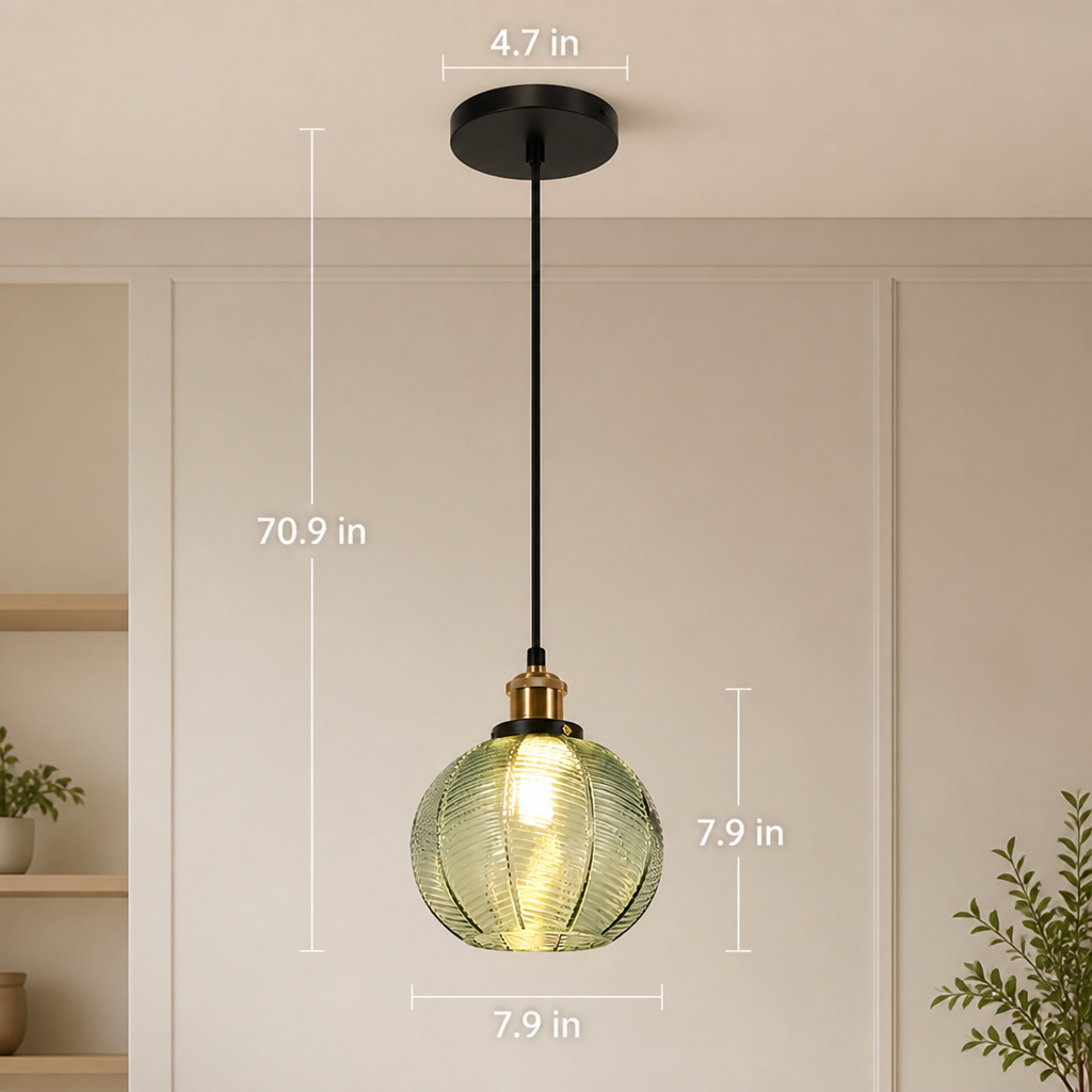 Minimalist Green Glass Detachable Shade Pendant Light