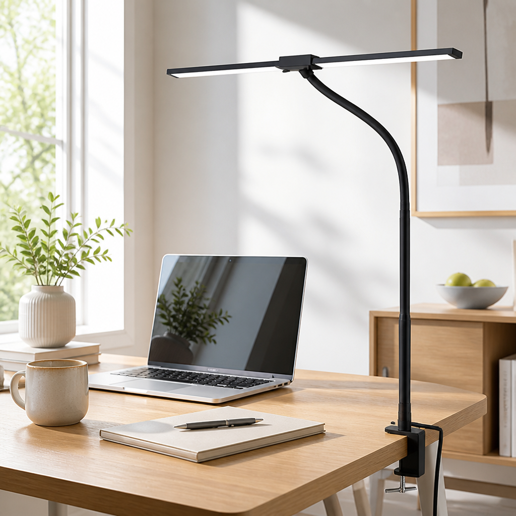 Minimalist LED Dual-Head Gooseneck Desk Lamp