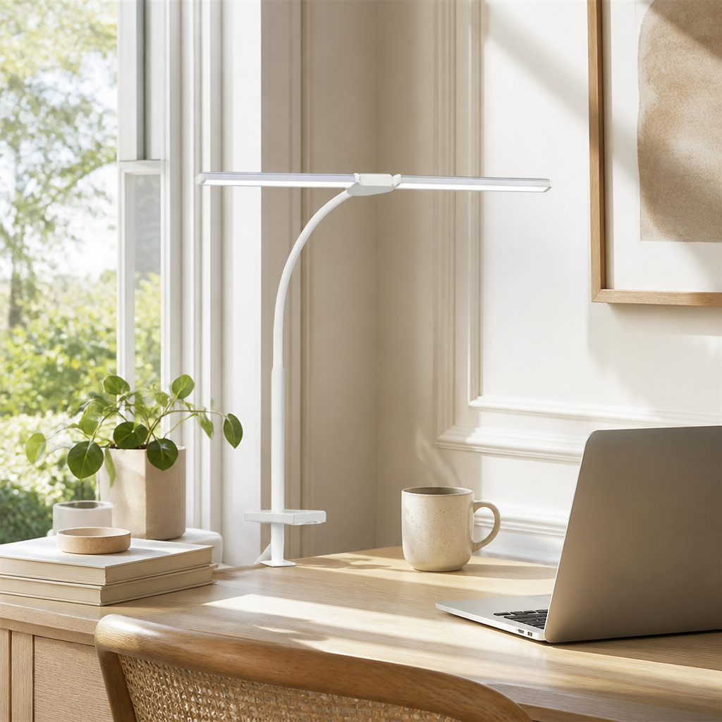 Minimalist LED Dual-Head Gooseneck Desk Lamp