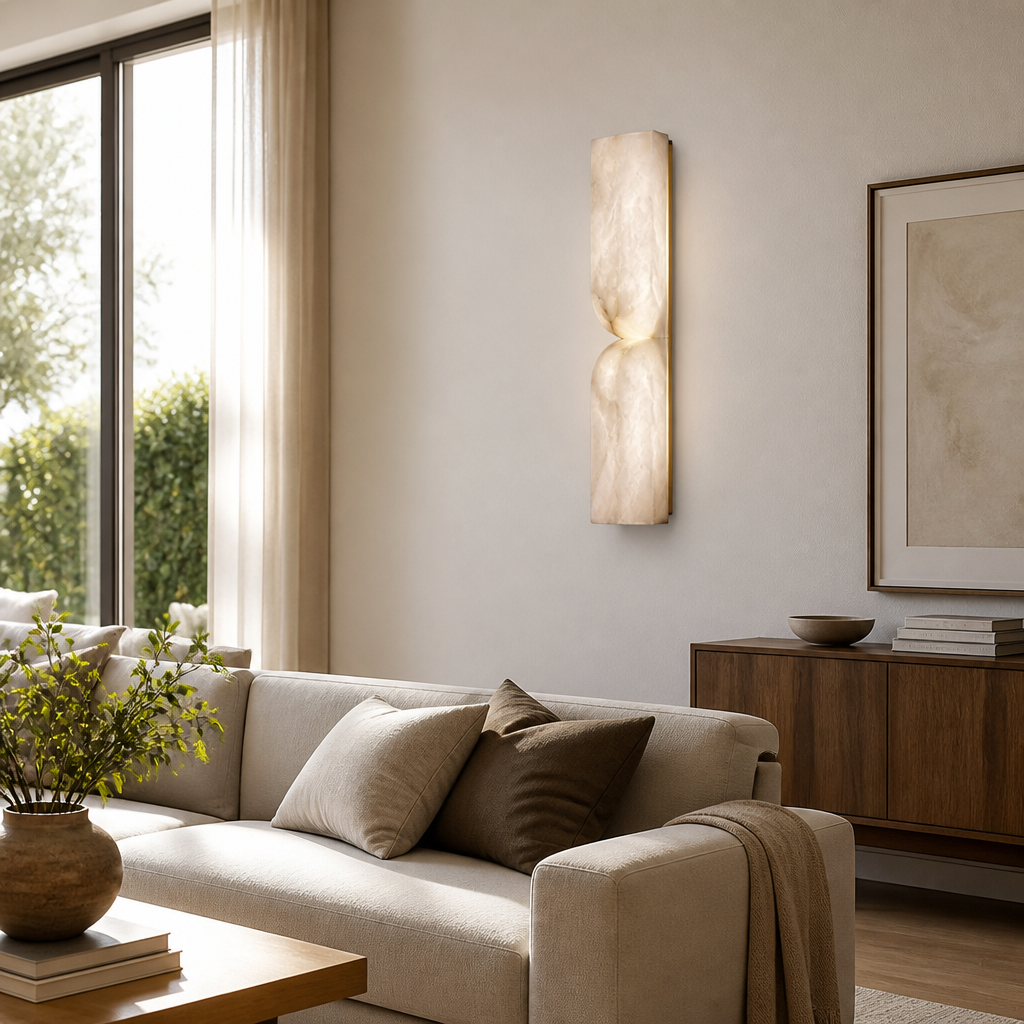 Minimalist Marble & Gold LED Wall Sconce