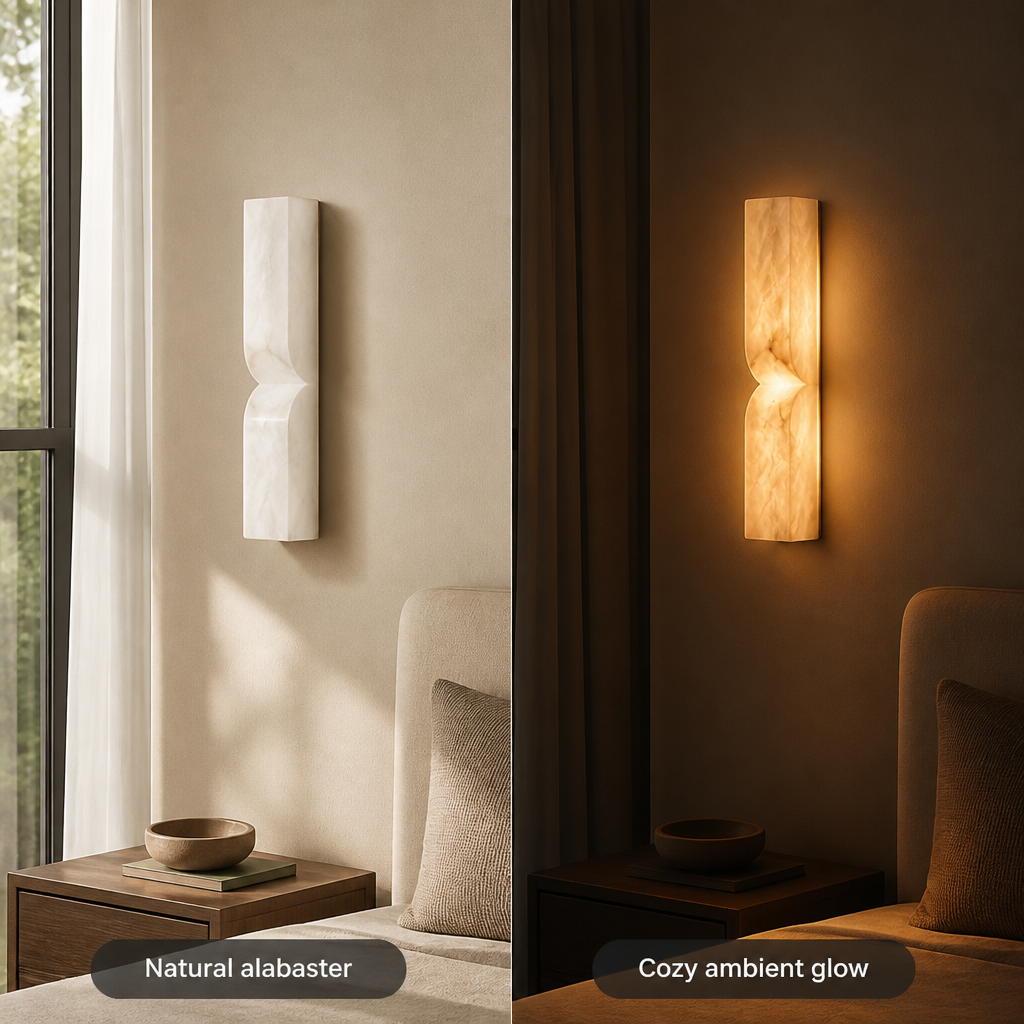 Minimalist Marble & Gold LED Wall Sconce