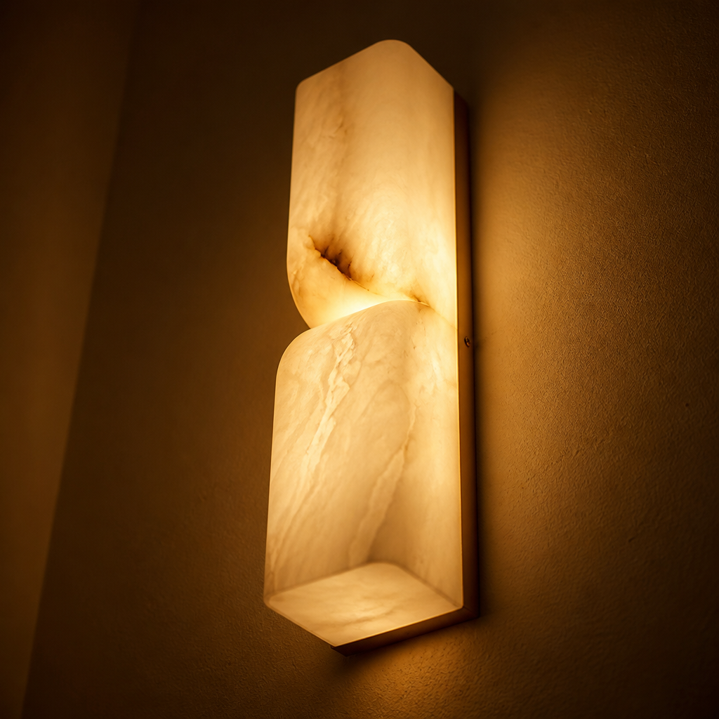 Minimalist Marble & Gold LED Wall Sconce